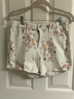 abercrombie kids White Denim Floral Shorts